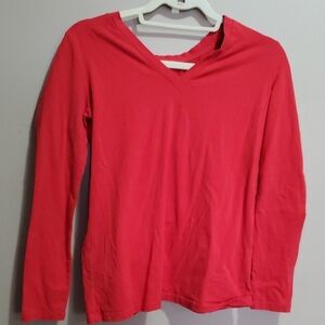 Joe Fresh Red Fitted Long Sleeve Tee Size Large